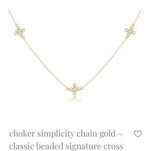 e newton - Gold Beaded Cross Choker Necklace - Brand